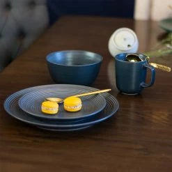 Everything Kitchens Modern Colorful Neutrals - Rippled 6" Bowls (Set Of 4) - Matte | Charcoal -Dinnerware Sales rippled lifestyle squares 0021 dsc0096 3