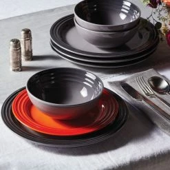 Le Creuset 10.5" Dinner Plates - Set Of 4 | Oyster Grey -Dinnerware Sales rs10542 lca 2019 holiday placesetting flameplate ret