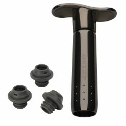 Le Creuset Wine Pump + 3 Stoppers | Black
