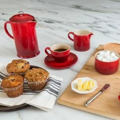 Le Creuset Cappuccino Cup Set For 2 | Cerise/Cherry Red -Dinnerware Sales rs6103 imz 6771 hpr