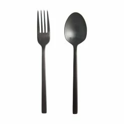 Fortessa Arezzo Brushed Black Serving Fork & Spoon Set