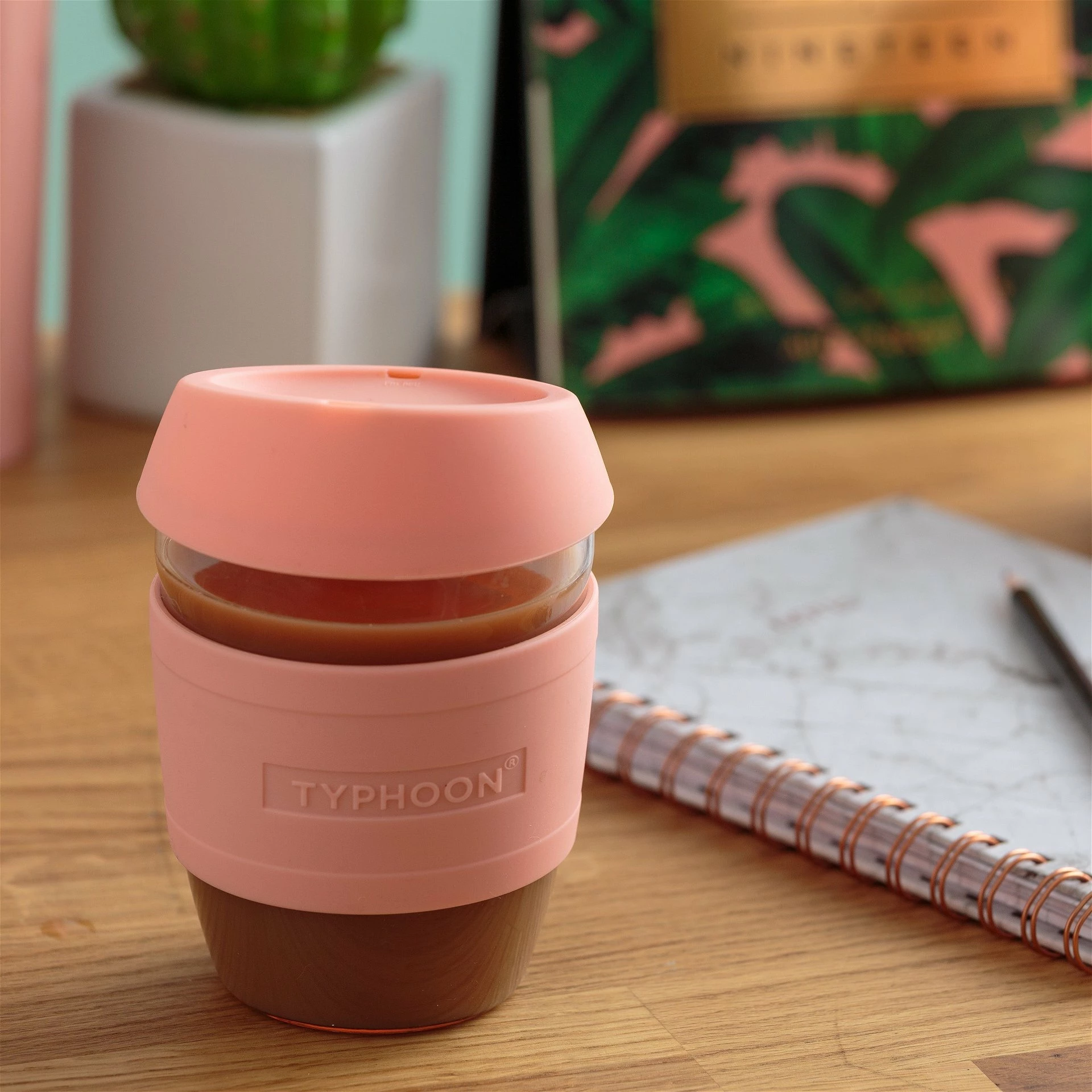 Typhoon PURE 13.5oz Reusable Glass Coffee Cup | Pink 5 Typhoon PURE 13.5oz Reusable Glass Coffee Cup | Pink - Image 3
